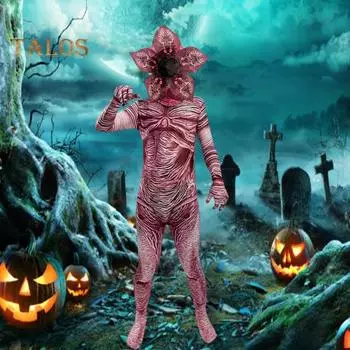 Костюм для косплея на Хэллоуин с капюшоном, облегающий, в форме цветка трупа, застежка-молния, длинные рукава, реквизит для фотосессии, карнавальный костюм для вечеринки S красный