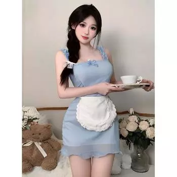 Костюм для косплея персонажа Naughty Maid с бантом и оборками, женская сексуальная одежда Asian One-size