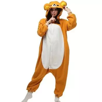 Костюм для косплея Rilakkuma, цельная пижама для взрослых Kigurum, комбинезон для Хэллоуина, одежда для всего тела S чёрный