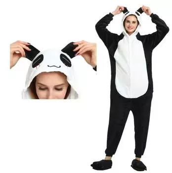 Костюм для косплея с милыми животными, панда, унисекс, для взрослых, кигуруми, комбинезон, пижамы, одежда для сна, одежда для сна M чёрный