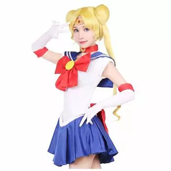 Костюм для косплея Sailor Moon Изготовлен из эластичной ткани, как купальник. Тип платья: Большой размер, эквивалент размера 3L Sailor Moon Usagi Tsukino