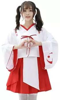 Костюм для косплея святыни Одежда для косплея святыни Японская одежда Кимоно Хакама Храмовый новогодний идол Переодевание Хэллоуин Костюм Один размер подходит большинству белый