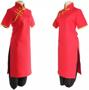 Костюм для косплея в стиле Супер Кагура, платье, штаны для кунг-фу, роскошный комплект из 2 предметов, одежда M Gintama China, аниме-косплей Narikiri! [Чипао + Размер]