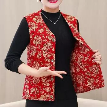 Костюм для людей среднего и пожилого возраста, осенне-зимний жилет из верблюжьей шерсти, теплая майка, свободный жилет с утолщенными плечами, верхняя одежда 2XL красный