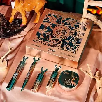 Костюм для макияжа, помада, подушечка для ресниц, подводка для глаз, макияж, косметика из пяти предметов, подарочная коробка из лося