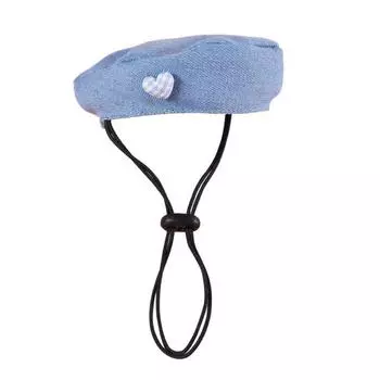 Костюм для питомца из мультфильма, берет для маленькой собаки, шапка с регулируемыми ремнями, джинсовая бандана для питомца, аксессуары для нарядов для маленьких и средних собак, кошек B синий