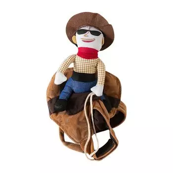 Костюм для питомца, костюм для собаки, костюм для Хэллоуина, комплект для домашнего животного, ковбойский стиль всадника, с куклой и шляпой, для собаки, кошки, забавная одежда, костюм для домашнего животного One Size