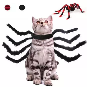Костюм для питомца на Хеллоуин, плюшевый костюм паука, забавный костюм гигантского жуткого паука, рождественский костюм для собаки, кошки, костюмы для косплея домашних животных S чёрный