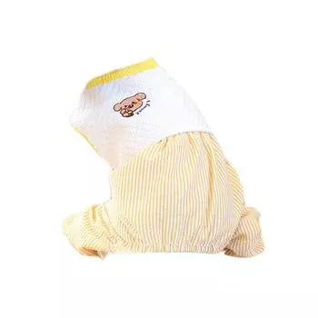 Костюм для питомца с ножками, одежда для собак, одежда только для кошек, милые комбинезоны, комплект из брюк и жилета, легко носить M жёлтый