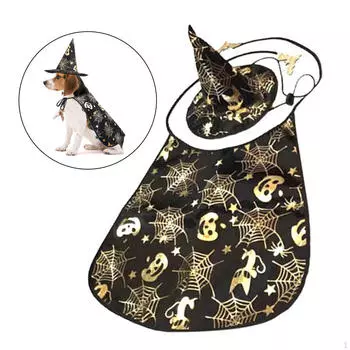 Костюм для питомца, шляпа ведьмы, накидка, легкий плащ для собаки и волшебника на Хэллоуин