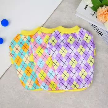 Костюм для питомца, зимняя теплая одежда для собак, клетчатая толстовка для щенка, пальто для маленькой собаки, кошки, ши-тцу, чихуахуа, одежда для французского бульдога S розовый