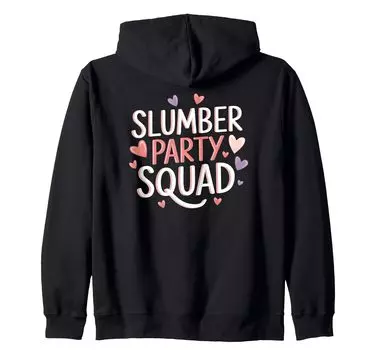 Костюм для пижамной вечеринки Slumber Party Squad для девочек с капюшоном на молнии чёрный