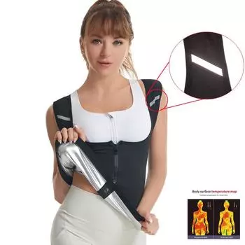 Костюм для сауны для женщин, топы для бега, тренажер для талии, спортивный жилет для похудения, формирователь тела, майки для тренировок, корректирующее белье, толстовки S/M серебряный