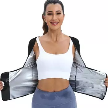 Костюм для сауны для женщин, тренировочный жилет с короткими рукавами, компрессионная футболка для похудения, формирователь тела, топы на бретелях для тренировок, корректирующее белье S серебряный