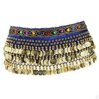 Костюм для танца живота с поясом и кисточками для женщин, синий