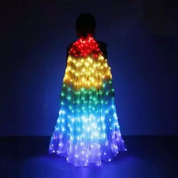 Костюм для танца живота, угловое крыло Isis, светодиодное крыло Isis, светящийся светильник, костюм для танца живота с палочками для рождественского карнавала Adult фиолетовый