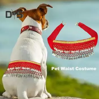 Костюм для танцев с собакой, поясная цепочка, занавеска для ягодиц, одежда для питомцев, блестки, реквизит для танца живота, щенок, трясущийся на бедрах, шарф для Хэллоуина, страстный аксессуар озеро синий