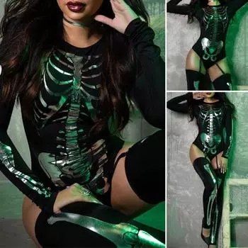 Костюм для вечеринки на Хэллоуин с длинными рукавами, регулируемым ремешком, облегающий, с круглым вырезом, Mystery