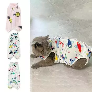 Костюм для восстановления кошек, профессиональный дышащий хирургический костюм для тела, послеоперационная одежда для кошек, одежда для домашних животных L