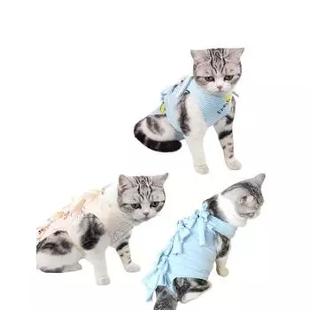 Костюм для восстановления после операции у кошек, рубашка для восстановления после операции у кошек, защитный костюм для кастрации домашних животных, защита от вылизывания ран L (recommended 12-18 catties) синий