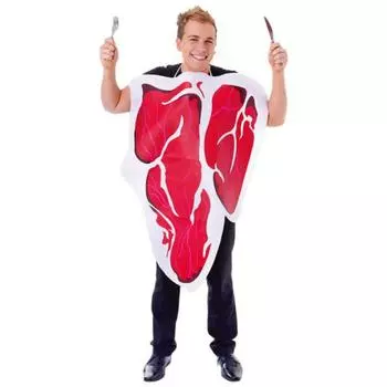 Костюм для выступлений, поддельный стейк, висящий на шее, яркий цвет, свободный костюм для вечеринки на Хэллоуин, сценический костюм для выступлений, реквизит для фотосъемки