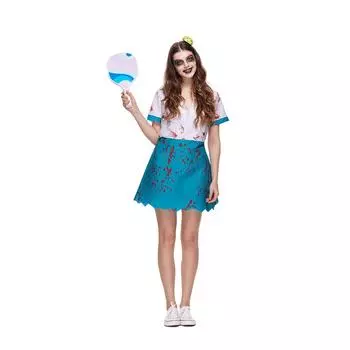 Костюм для взрослых женщин EraSpooky Pickleball, платье игрока Deadly Dink Zombie с заколкой для волос Half-Pickleball Medium