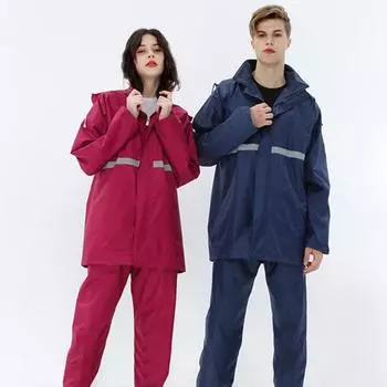 Костюм-дождевик Водонепроницаемая велосипедная куртка с глянцевой светоотражающей полосой Дышащие эластичные манжеты Ветровка для занятий спортом на открытом воздухе M темно-синий