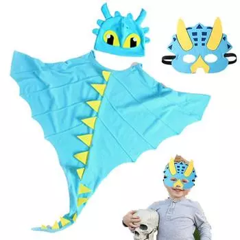 Костюм дракона, детский костюм динозавра для детей, комплект костюма дракона, плащ, шляпа, чехол для лица на Хэллоуин, ролевая игра в стиле динозавра