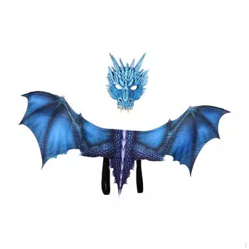 Костюм дракона для взрослых, декоративный реквизит для фотосъемки, ролевая игра, набор масок с крыльями динозавра синий