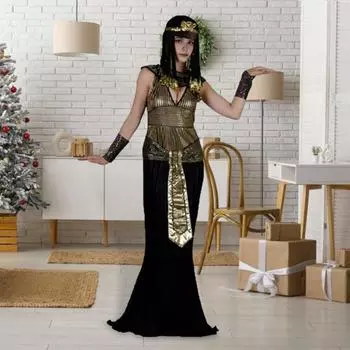 Костюм египетского фараона, черный и золотой, костюм для косплея короля Тутанхамона, дышащий костюм для ролевых игр фараона для вечеринок, представлений Girl One Size
