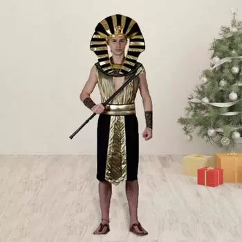 Костюм египетского фараона, черный и золотой, костюм для косплея короля Тутанхамона, дышащий костюм для ролевых игр фараона для вечеринок, представлений Girl One Size