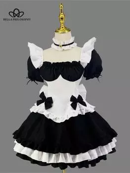 Костюм горничной японского аниме для Хэллоуина, женский карнавальный костюм Лолиты с кошкой, ролевая игра, анимационный наряд для шоу S