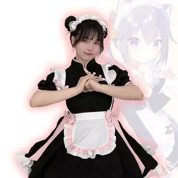 Костюм горничной в китайском стиле COS, костюм горничной, платье Лолиты S