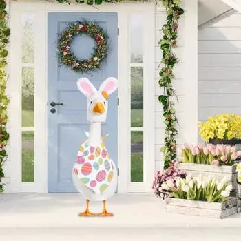 Костюм гуся Yousheng Easter Goose, плюшевая шапка с ушками кролика и бандана, костюм гуся для крыльца высотой 23 дюйма, декор переднего крыльца из цемента Sets