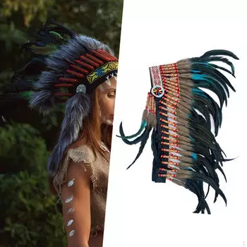 Костюм индейского вождя, реквизит для фотосъемки, искусственный головной убор из перьев для Марди Гра