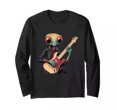 Костюм инопланетного гитариста Rocks the Universe для мальчиков и девочек, футболка с длинным рукавом чёрный