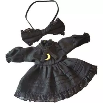 Костюм Ish Obitsu 11 Ob11, размер куклы Obitsu, 11 см, боди, одежда, платье, комплект из 2 предметов, 3 цвета, черный, черный