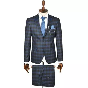 Костюм из 2 предметов DeepSEA с карманами и прорезью в клетку с двойной пуговицей и двойной прорезью 2300300