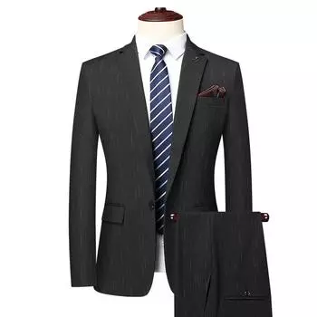Костюм из двух частей, мужской маленький блейзер, деловое платье, тонкий повседневный топ, свадебный костюм для шафера M серый