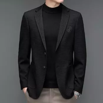 Костюм из сирсакера стрейч для мужчин осень-зима вышитый корейский вариант тонкий модный повседневный маленький костюм для молодежи M