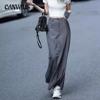 Костюм Юбка до половины тела Женская тонкая прямая юбка с высокой талией S серый