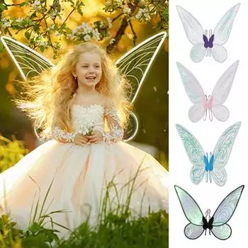 Костюм крыльев бабочки феи для женщин и девочек, сверкающее крыло принцессы ангела для вечеринки в честь Хэллоуина, костюм для косплея, реквизит для нарядов зелёный