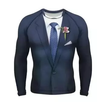 Костюм Lmitation 3D футболка для мужчин уличная хип-хоп косплей забавная элегантная джентльменская круглая горловина с длинными рукавами модная повседневная новая футболка L