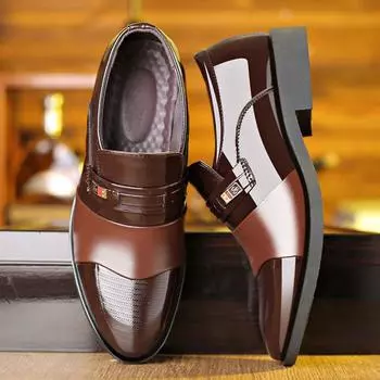 Костюм, мужская кожаная обувь, аутентичная обувь из воловьей кожи на толстой подошве, мужская обувь, обувь для папы 44 чёрный