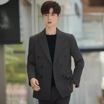 Костюм мужской костюм свадебный мужской деловой костюм высокого класса повседневный тонкий свадебный костюм жениха M чёрный