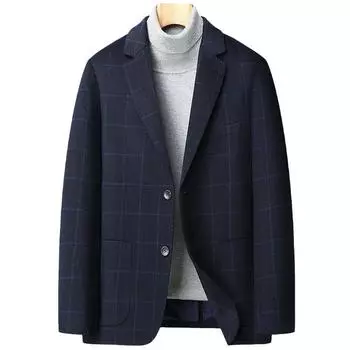 Костюм мужской осенне-зимний новый повседневный шерстяной клетчатый костюм мужская кашемировая куртка M