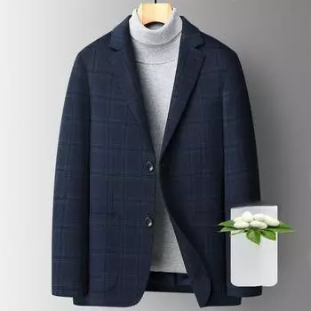 Костюм мужской осенне-зимний новый повседневный шерстяной клетчатый костюм мужская кашемировая куртка M