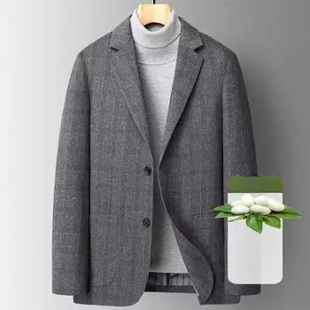 Костюм мужской осенне-зимний новый шерстяной клетчатый одинарный костюм повседневная мужская кашемировая куртка M