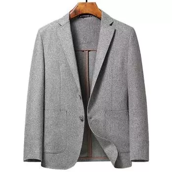 Костюм мужской осенне-зимний новый стиль без подкладки шерстяной повседневный однобортный мужской пиджак M