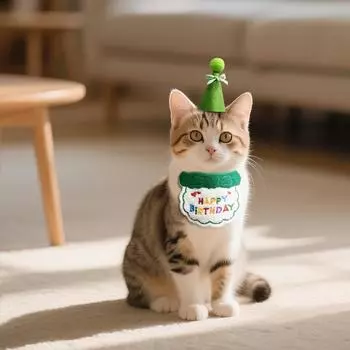 Костюм на день рождения кошки Украшение на день рождения собаки Нагрудник Набор шляп для дня рождения питомца Шарф-нагрудник One Size